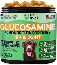 Vet Treat Glucosamine Chondroitin Hip Joint 4 Dog Mobility  120 Chew  BB 5/25