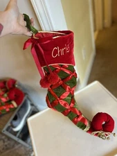 Frontgate Velvet Ribbon & Pompom Personalized “Chris”