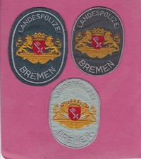 Brema - Policja Krajowa - 3 różne odznaki rękawa do 1977 roku - zielone - przestarzałe