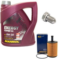 MotoröL Set ÖLfilter SH4771P 5W30 4Liter + ÖLablassschraube FüR Audi Seat Skoda
