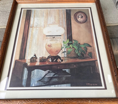 Home Interiors Picture Light & Lace Lamp on the Table C Wray Homco 1982 Vintage