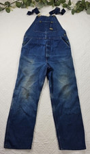 VTG Oshkosh Men's Blue Denim Overalls Vest back Union Made Size 38 x 32