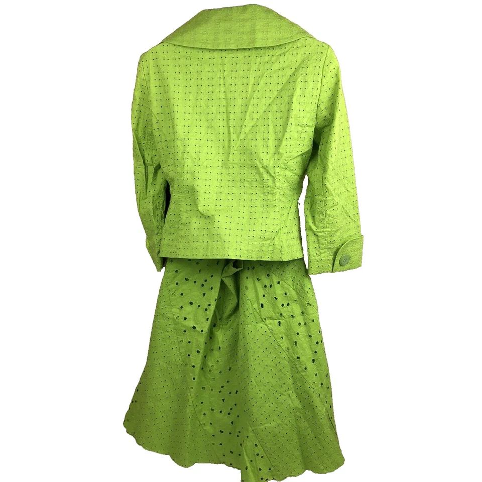 Traje Falda Bandolino Mujer P4 Verde Blazer y Falda Algodón Vintage Foto 3 de 4