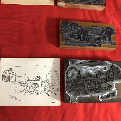 Letterpress 6 Printing Blocks/antique 3 Depict. “Antiques
