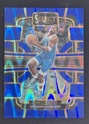 2023-24 Panini Select - Concourse Blue Wave Prizm #37 Anthony Edwards /99