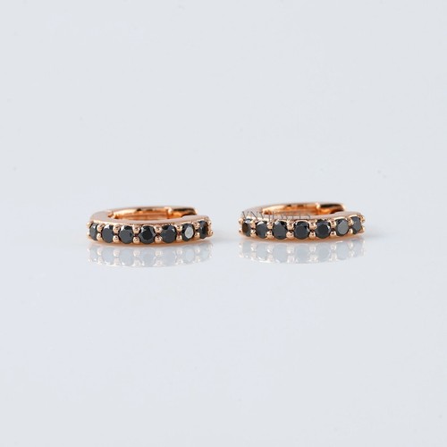 14K Rose Gold Plated 1Ct Round Lab Created Black Diamond Women's Hoop Earrings