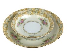 Noritake Rosanne 101270 Ivory Floral Gold Rim Soup Dessert Bowl Set