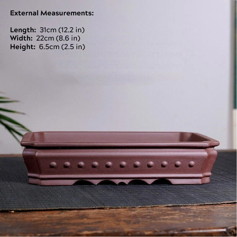 7-12" Large Rectangular Bonsai Pot Traditional Chinese Unglazed Purple Sand Pots - Image 2 of 4