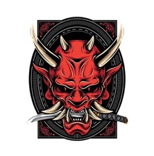 Japan Death Oni Devil Red Decal Sticker Red