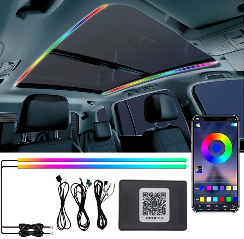 Luz de atmósfera RGB tragaluz luces ambientales moldura interior coche tira de lámpara LED Foto 2 de 4