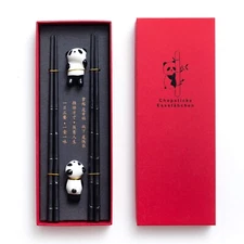 HauSun 2 Pairs Chopsticks and Chopstick Rest Gift Set- Dishwasher Safe