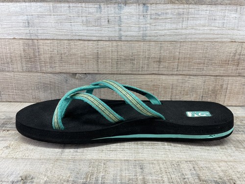 Teva Mush Mandalyn Turquoise Strappy Flip Flops Toe Loop Sandals Women's sz 11 - Picture 4 of 10
