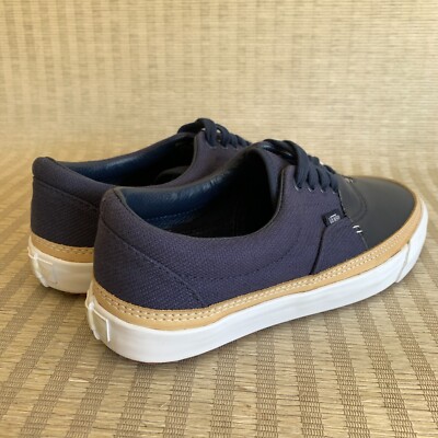 Vans Era Overply Slip Vamp Navy Blue Leather Canvas Sneakers