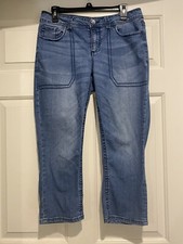 Seven7 Jeans Slim Straight Women  s Size 10 Cropped Flap Pockets Blue B91