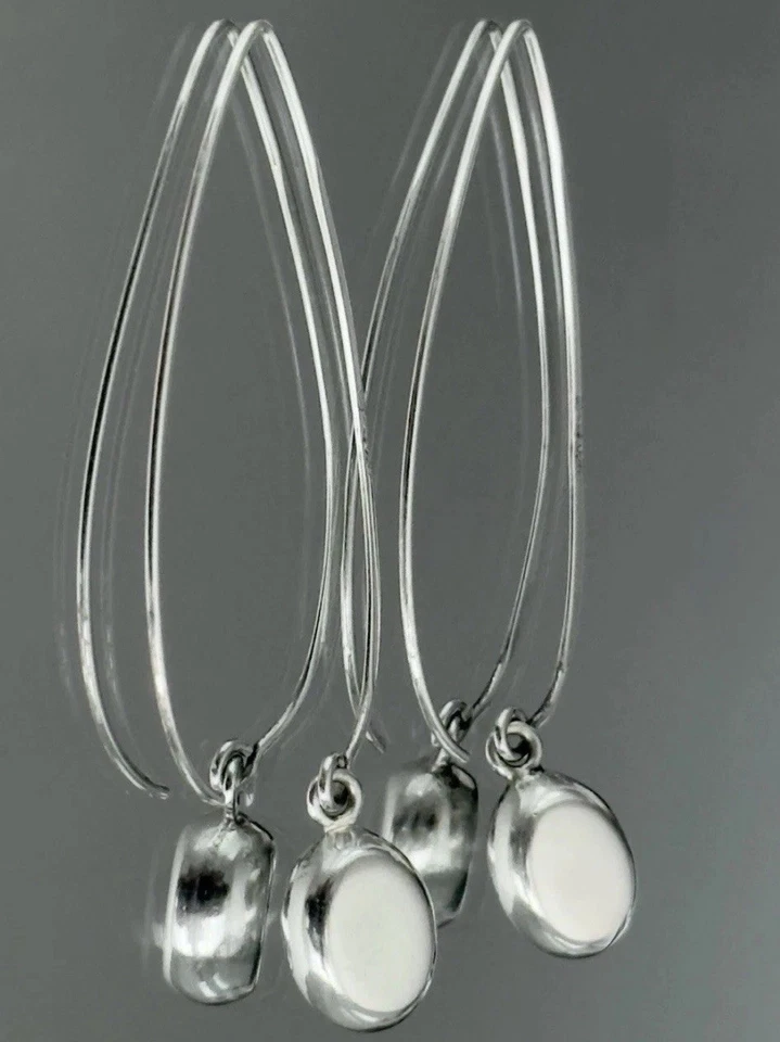 Pendientes Retro Gota Lágrima Modernos Lámpara Araña Plata Esterlina 925 DE Colección firmados Foto 3 de 3