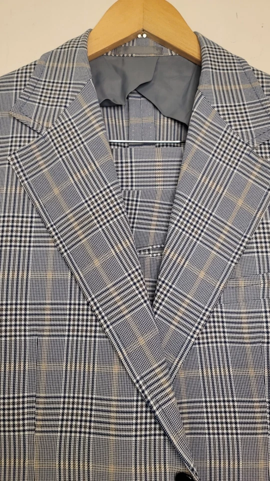 Traje a Cuadros Haspel 40 Para Hombre 2 Piezas Chaqueta Pantalones 32x31 Vintage Retro Años 70 Disco Foto 3 de 4