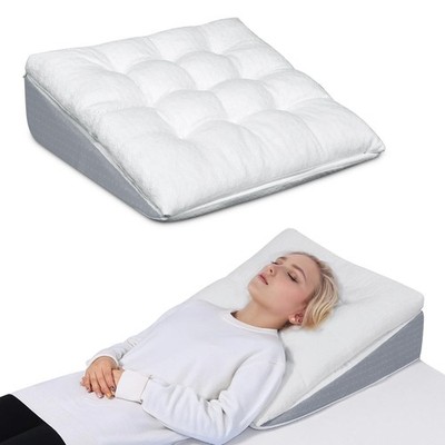 Bed Wedge Pillow for Sleep Apnea 7.5Inch Gerd Pillow Patent Dual Layer Triang...