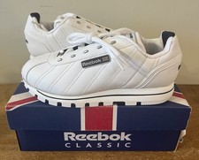 VTG NOS Reebok Classic Oryx Women 7 White Navy Leather Sneakers New Original Box