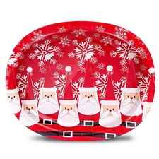 50 Count Christmas Oval Paper Plates, 10" x 12.5" Large Disposable Dinner Ser...