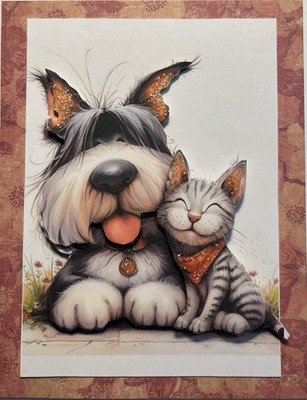 Handmade Greeting Card Art 3D Best Friends SCRAPZ By Kim