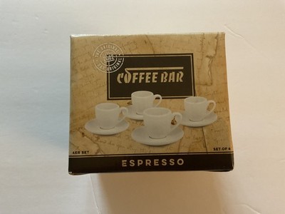 New Konitz Coffee Bar Espresso Cups with Saucers - Set of 4.