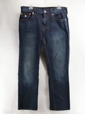 True Religion Ricky Relaxed Straight Jeans Mens 33x30 Flap Pocket Dark Wash Blue
