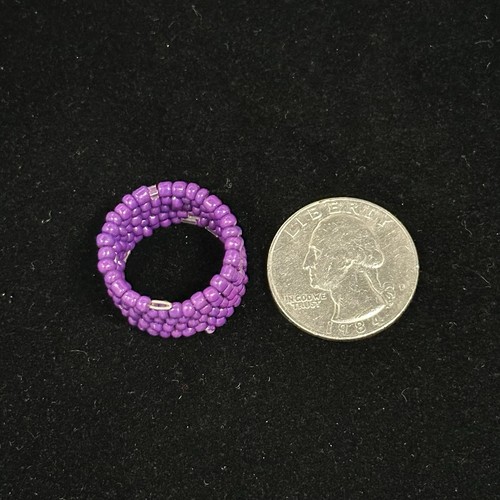 Bohemian Style Purple Glass Seed Beads Wrap Ring Adjustable On Memory Wire - Picture 12 of 19