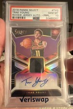 2018-19 Select - Rookie Jersey Autographs Trae Young #RJA-TYG Purple PSA 10