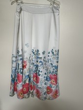 Soft Surroundings Maxi Skirt Floral Watercolor Ivory Size Large Poppies