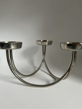 Vintage Mid Century Chrome Tealight Candle Holder Scandi Candleabra Centrepiece