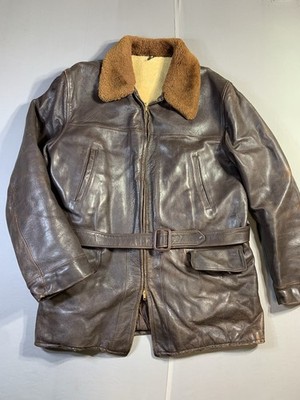 30-40's  Hercules Sears Front Quarter Horsehide Shawl Collar Car Coat Jacket M