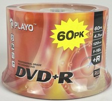 Playo DVD R 60 Pack 16X Blank Recordable DVDs 4.7GB 120 Min Spindle Sealed