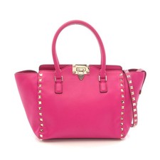 Valentino Rockstud Leather Handbag Women Pink One Size