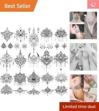 Elegant Black Lotus & Jewelry Temporary Tattoos - Perfect for All Seasons