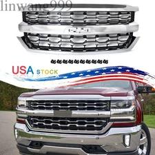 Chrome Front Bumper Grille Assembly For 2016 2017 2018 Chevy Silverado 1500 LTZ