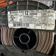 Encore Wire 1051008040 Brown Copper Wire 12 Awg 500ft 600v THHN/ THWN-2 New