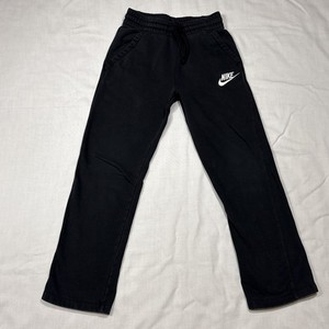Nike Boys Sweatpants Black Sz L Straight Leg Pockets Logo Drawstring EUC
