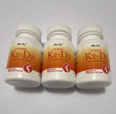 Miss Pepo Vitamin K2 + D3 Softgels 90 Count Bone & Joint Health Lot of 3