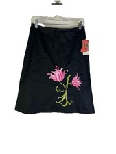 Deadstock Vintage Y2K Skirt Juniors 3 / 4 Pink Floral Black Straight Fairy Whims