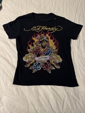 Ed Hardy Fire Bird Tigers Floral Vintage Design Graphic Tee Black - Read