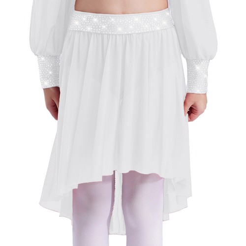 Kids Girls Dress Tango Dancewear Salsa Skirt Competition Contemporary Chiffon - Picture 32 of 49