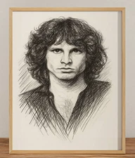 JIM MORRISON THE DOORS DRAWING PRINT PORTRAIT SKETCH 8" x 10" PRINT WALL ART
