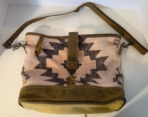 Myra Bag Southwest Boho Crossbody Shoulder Aztec Rug Cowhide Canvas And ...
