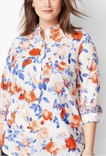 NWT Talbots Women s Size M White Floral Cotto...