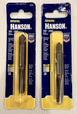 2 Pack Irwin Hanson 8134 3/8''-16NC High Carbon Steel Plug Tap