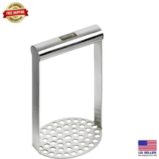 Ergonomic Heavy Duty Potato Masher with Horizontal Handle | 100% Stainless Steel