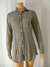 CABI Shirt Blouse style 736 blue white check semi sheer long sleeve