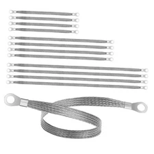 12 Pcs Braided Tinned Copper Engine Ground Straps, Silver Automotive Battery 