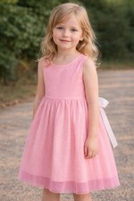 Kids/ Girls A-Line Pink Tulle Sleeveless Knee Length Dress Size S 010 A4