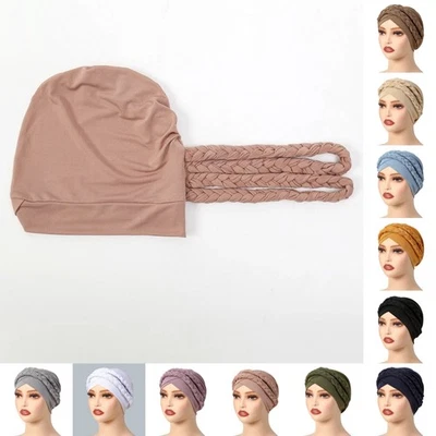 Bonnet Turban Musulman Tressé Pour Femme Foulard Hijab Bandeau Souple Cheveux - Photo 1/4